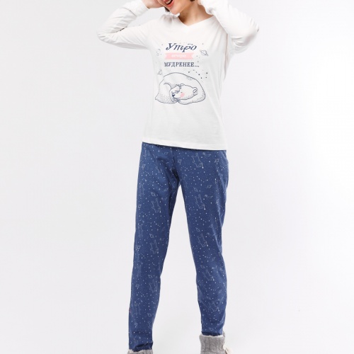 Комплект Женский (джемпер, брюки) 592308 (Молочный)