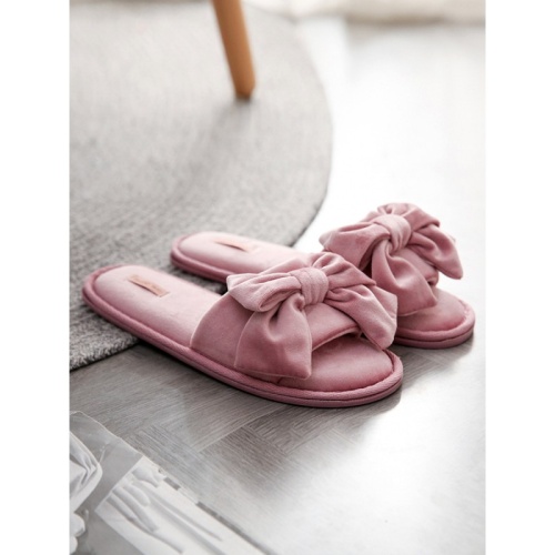 Тапочки Halluci "Бархатные бантики" (Розовый)